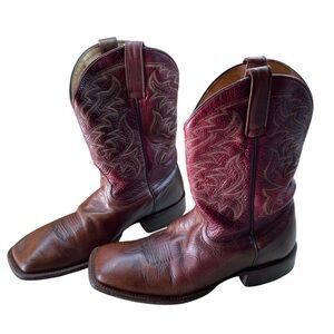 Moonshine Spirit Men Cowboy Boots Brown Red Leather Square Toe Size 11D
Western